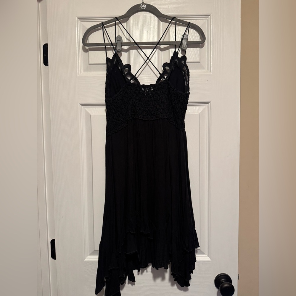 Free People Adella Black Lace Mini Dress L - Picture 6 of 6
